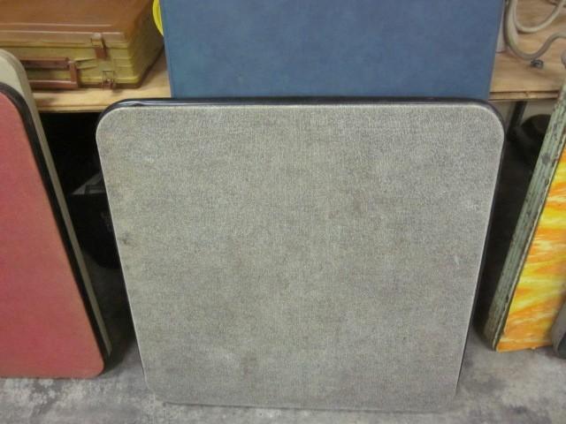 Pair of card tables, long blue tabl...