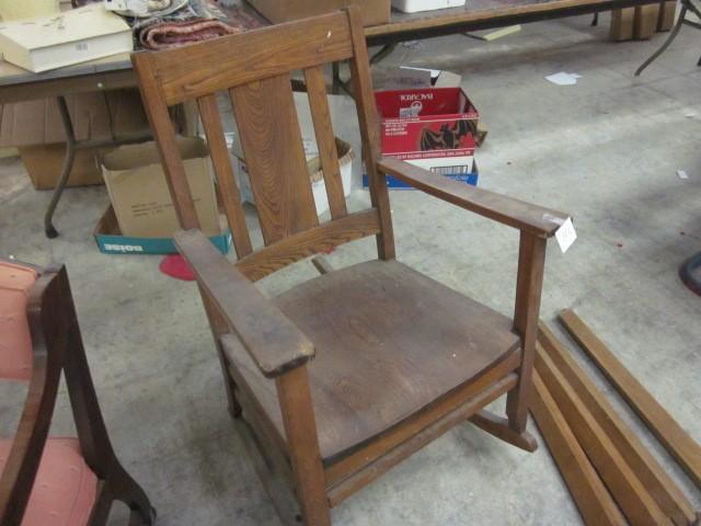 Solid oak wooden rocker, with broke...