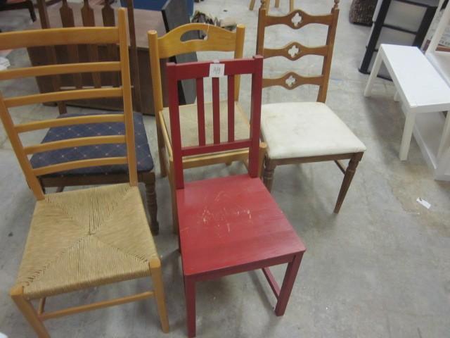Lot of (5) miscellaneous wooden cha...