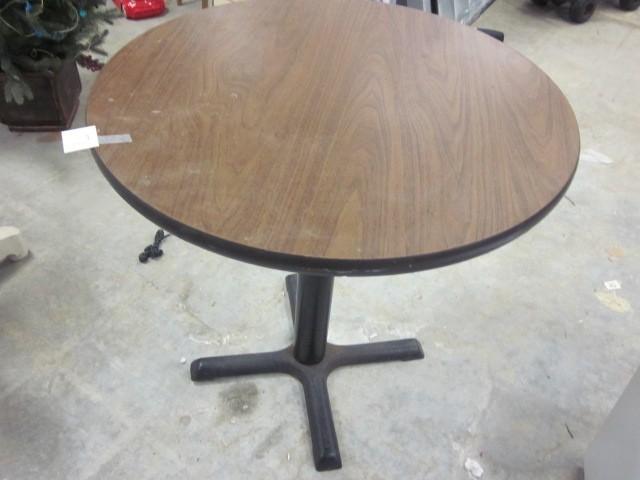 Round table with metal base....