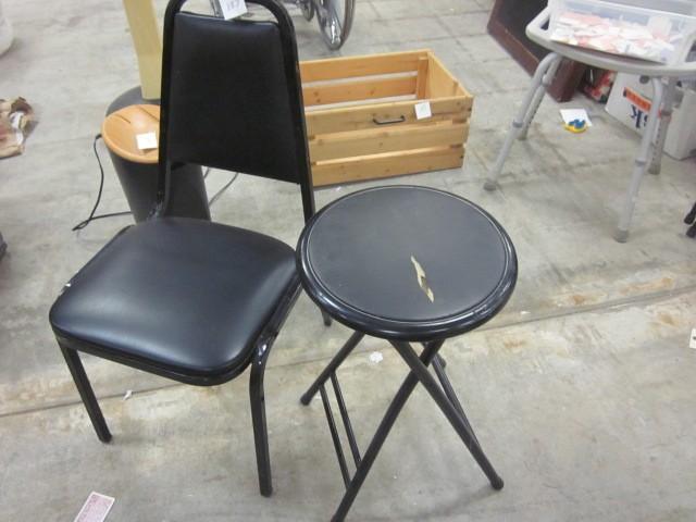 Black chair and stool....