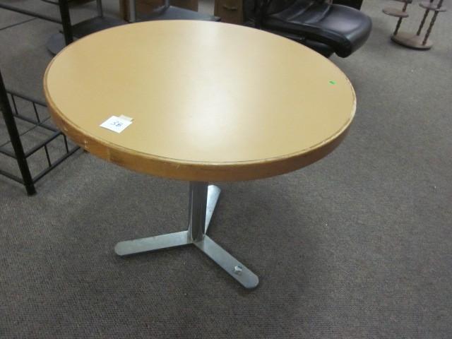 32 in. round wood and formica with ...