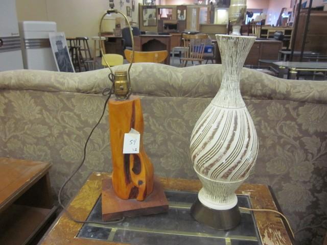 Pair of mid century lamps, no shade...