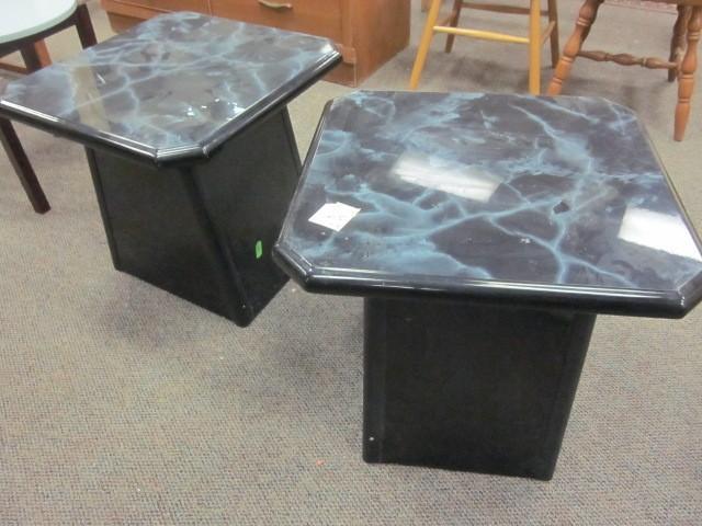 Pair of faux marble 21 in. side tab...