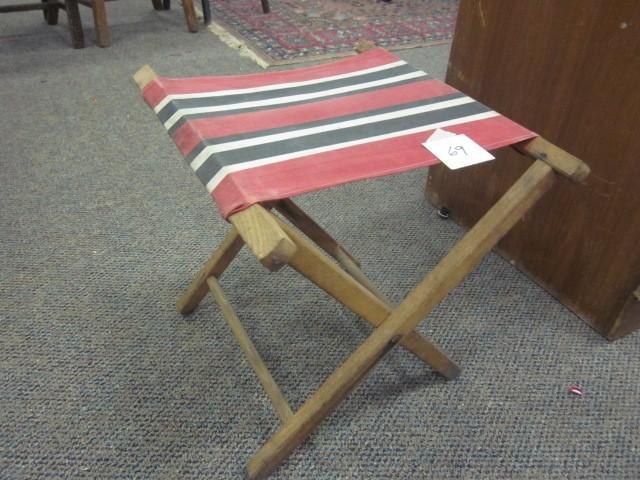 Vintage wooden fold up stool or sid...