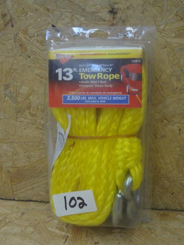 lot 102 image: New Keper 13ft 3500# Tow Rope...