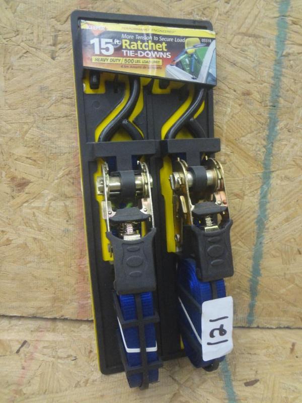 lot 121 image: New Keeper 2-Pack 15ft 500# Ratchet...