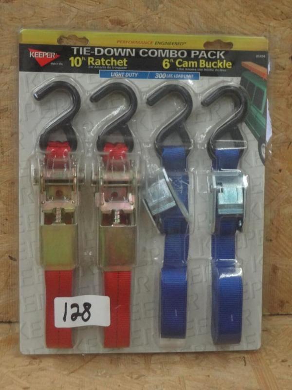 lot 128 image: New Keeper 4-Pack Of 300# Straps...