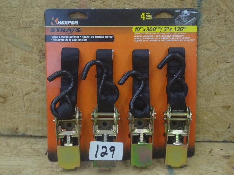 lot 129 image: New Keeper 4-Pack 10ft 300# Ratchet...
