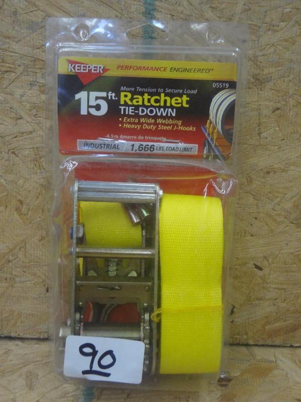 lot 90 image: New Keeper 15ft 1666# Ratchet Strap...
