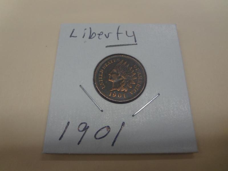 1901 Indian Head Penny, Liberty...