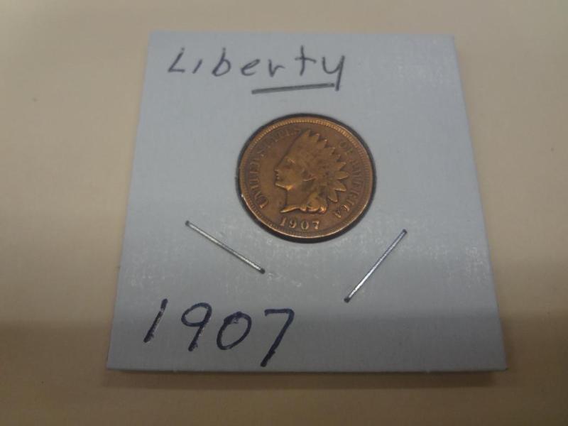 1907 Indian Head Penny, Liberty...