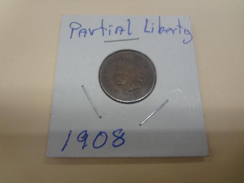 1908 Indian Head Penny, Partial Lib...