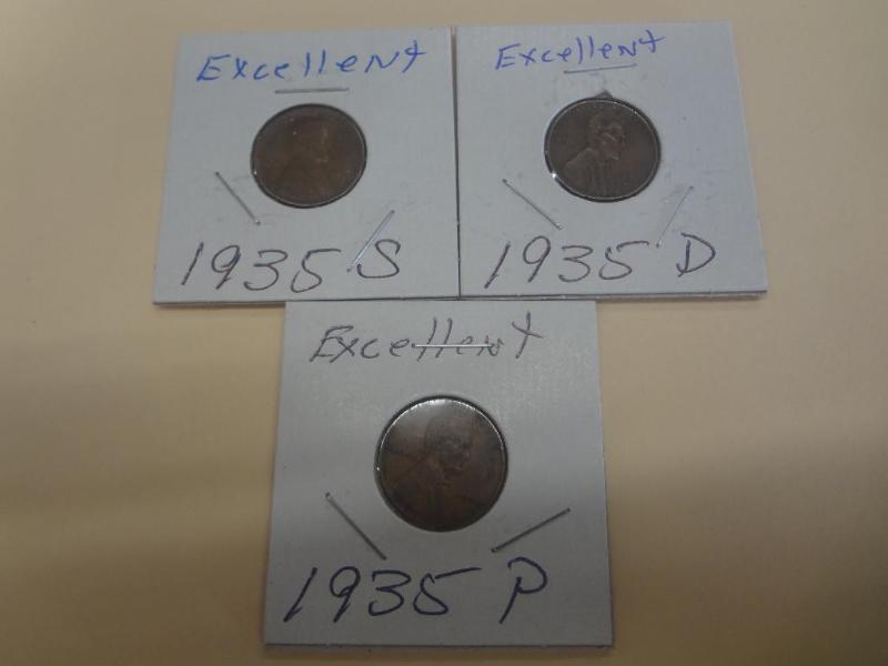 (3) Excellent 1935 Lincoln Wheat Pe...