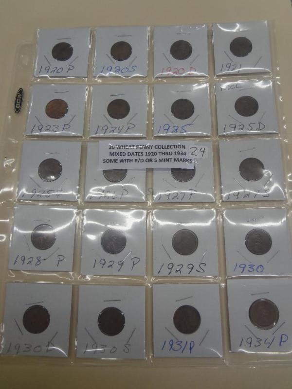 (20) Wheat Penny Collection, Mixed ...