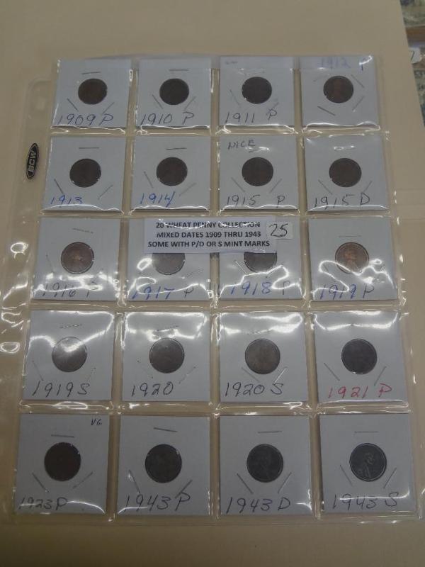 (20) Wheat Penny Collection, Mixed ...