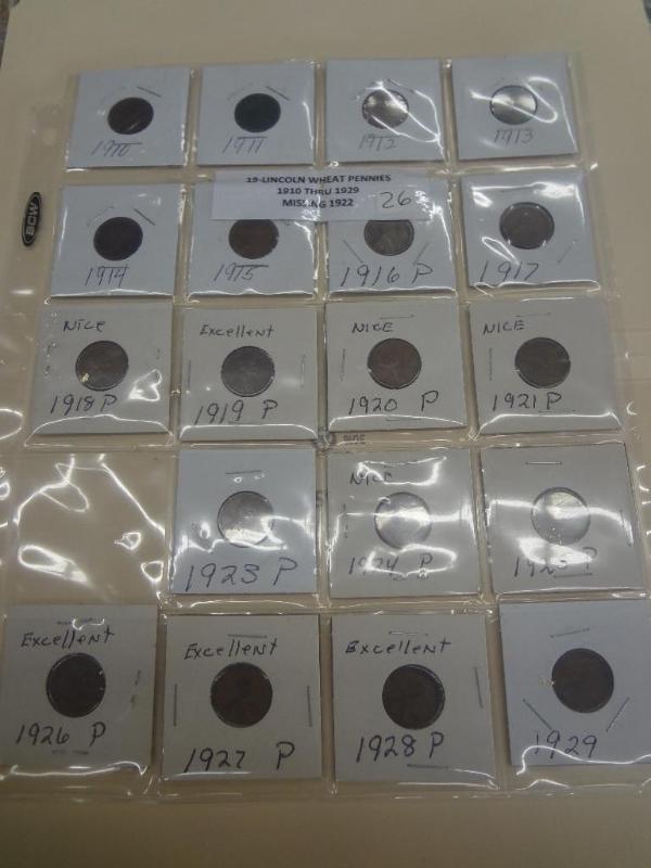 (19) Wheat Penny Collection, Mixed ...