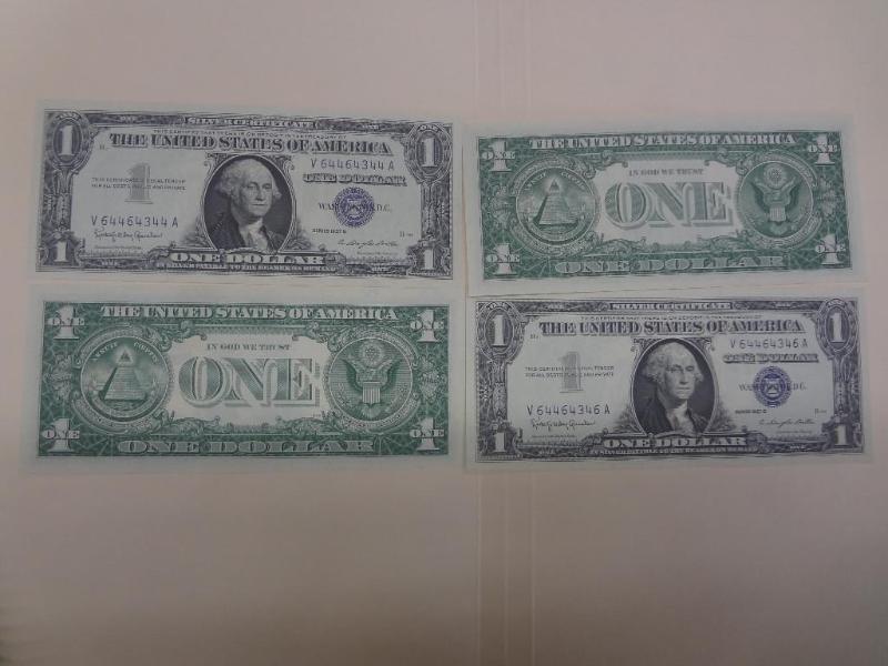 (4) Consecutive 1957B UNC $1 Silver...