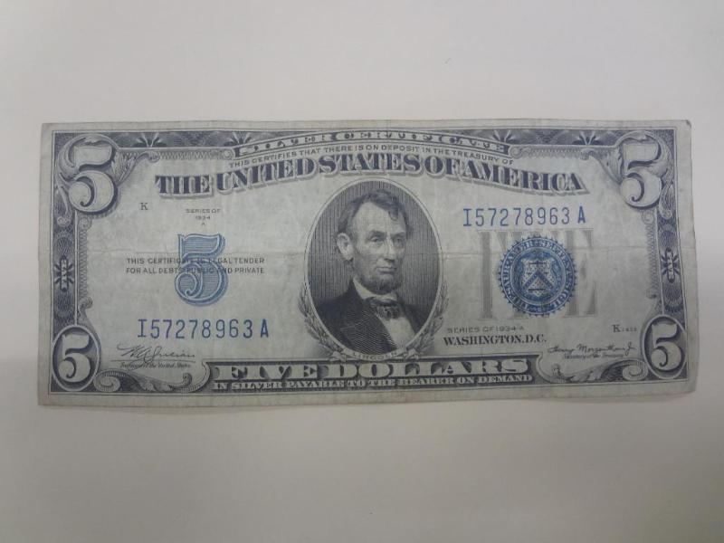 1934A $5 Silver Certificate, Large ...
