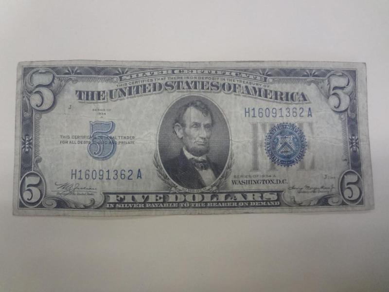 1934A $5 Silver Certificate, Large ...