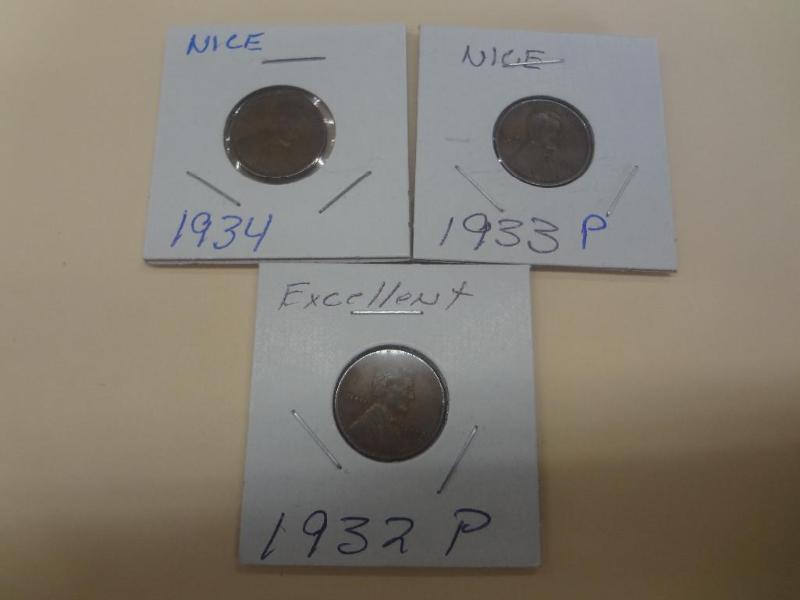 (3) Lincoln Wheat Pennies, 1932P19...