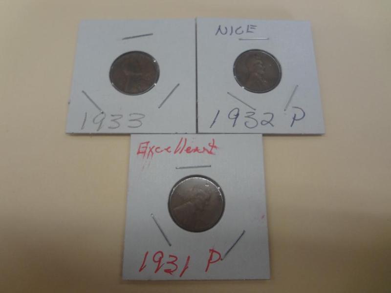 (3) Lincoln Wheat Pennies, 1931P19...