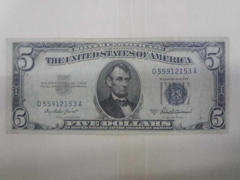 1953A $5 Silver Certificate, Large ...