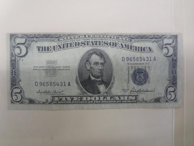 1953A $5 Silver Certificate, Large ...