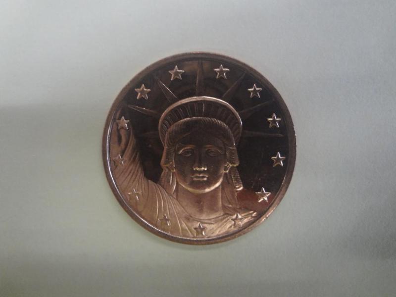 1oz Copper Bullion Round, .999 Fine...