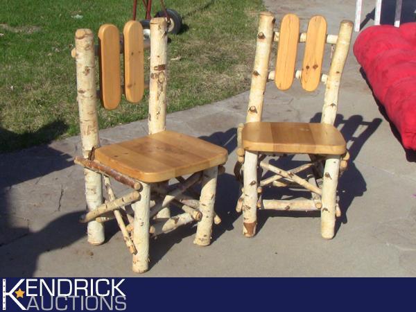 lot 32 image: 2 Birch Log Chairs