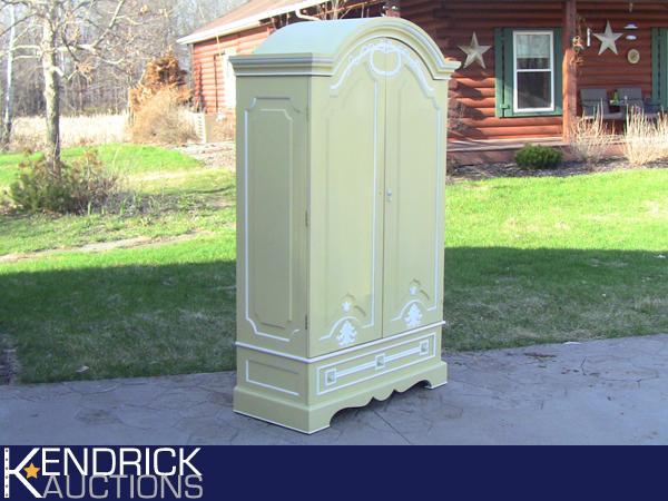 lot 36 image: Painted Yellow and White Wood Armoire