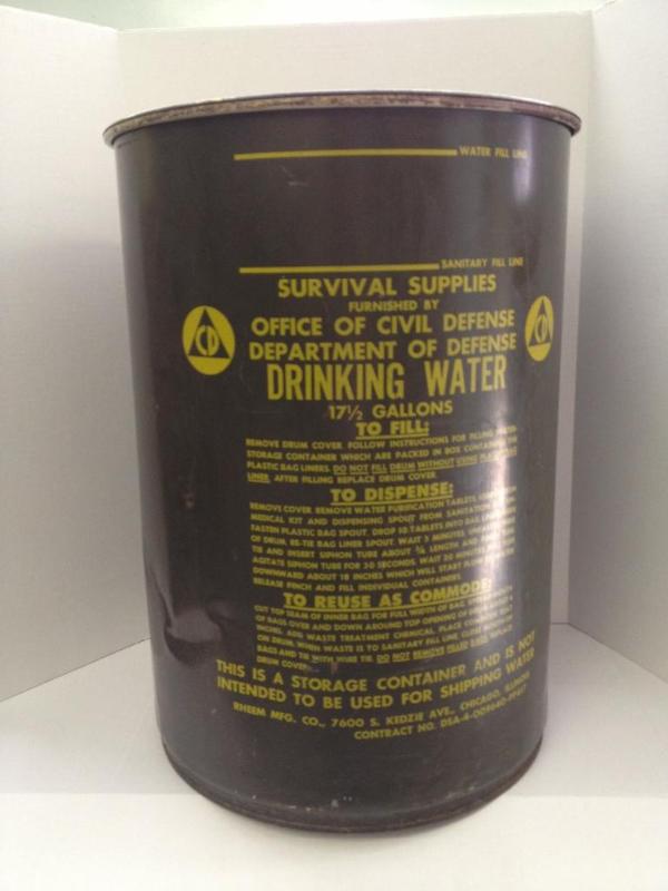 lot 20 image: Civil Defense Water Barrel