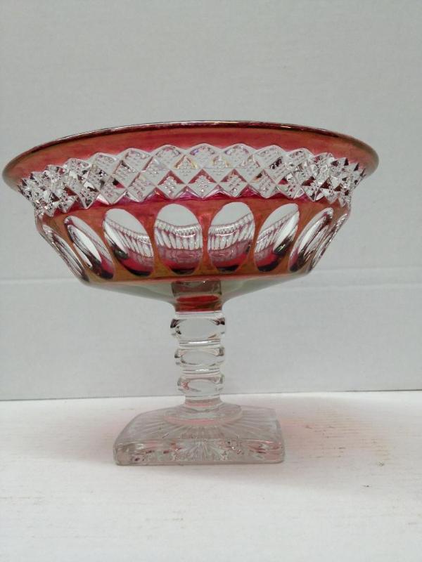lot 58 image: Westmoreland Vintage Ruby Red Pedestal Candy Bowl