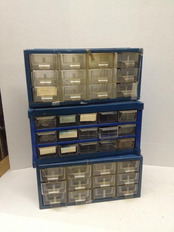 lot 82 image: 3 Nut  Bolt Garage Storage Bins