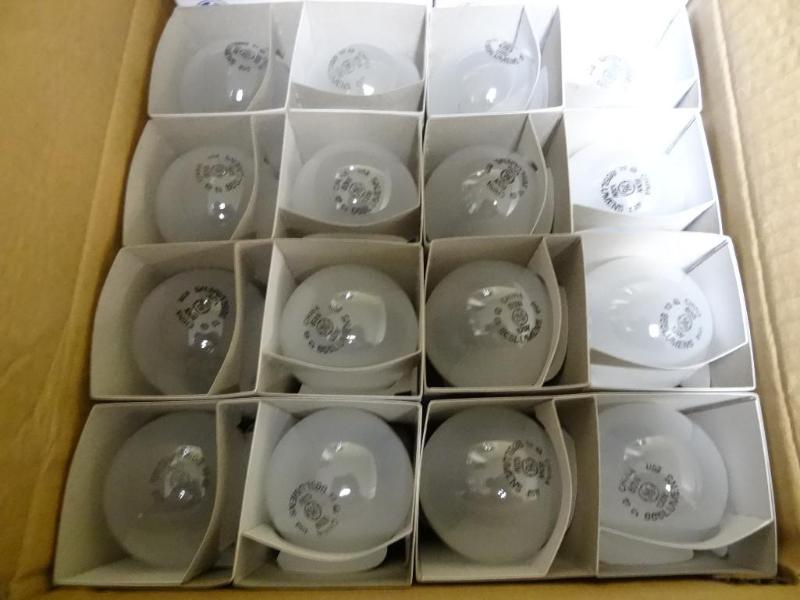 lot 120 image: Qty 48 GE 60 watt frosted light bul...
