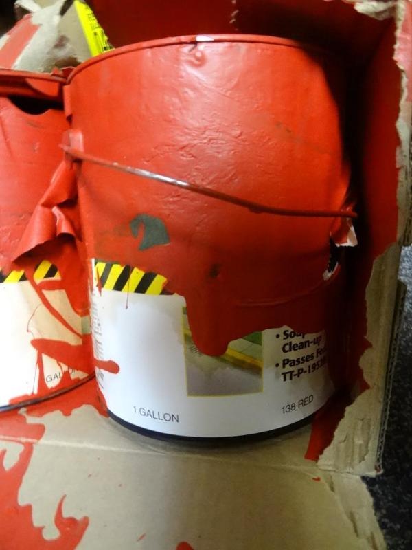 lot 128 image: New 1 gal Valspar Red Zone Marking ...