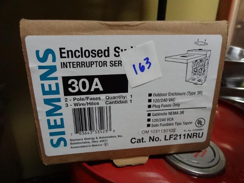 lot 163 image: New Siemens 30 amp 2 pole 3 wire en...