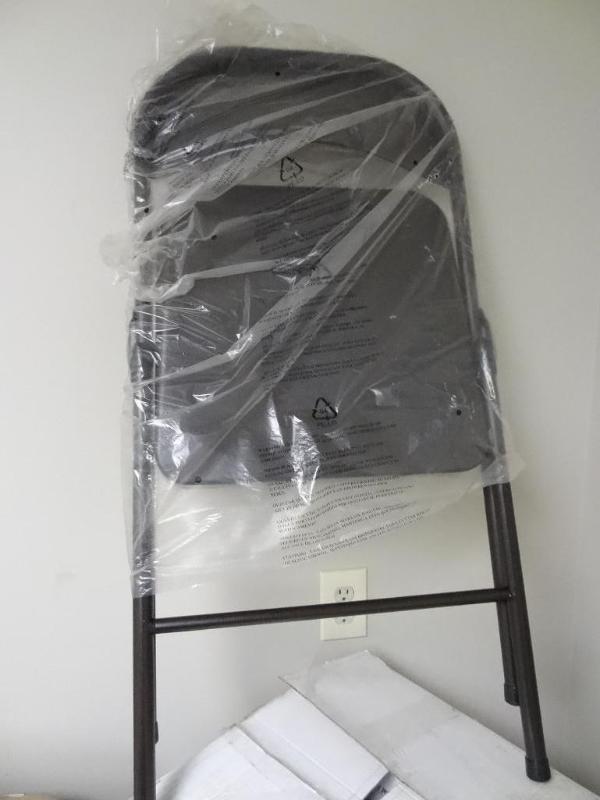 lot 196 image: Qty 4 New folding metal chairs Brow...