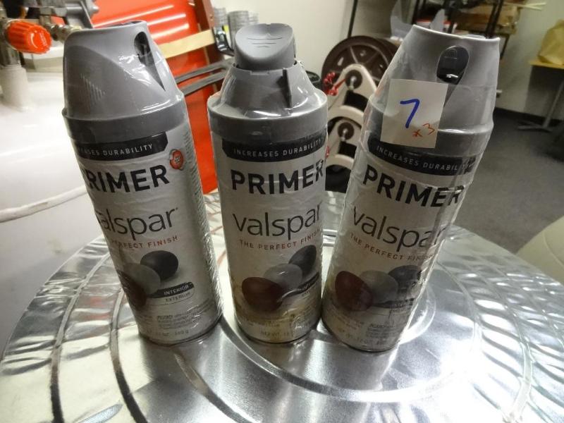 lot 7 image: Qty 3 New Valspar spray primer, gre...