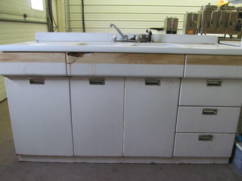 lot 233 image: 68" Vintage Steel Kitchen Cubp...