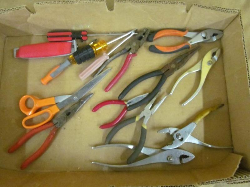 lot 51 image: Box of Tools - Pliers, Screwdrivers...