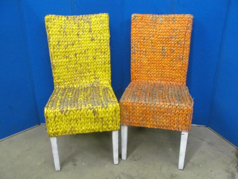 lot 6 image: 2 Vintage Wicker Chairs - 41 in Bac...