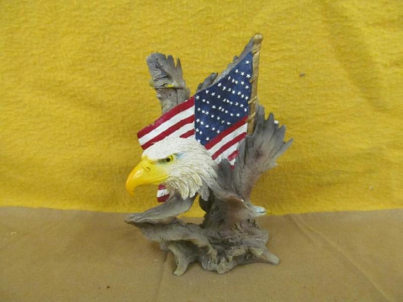 lot 68 image: Eagle with American Flag Figurine, ...