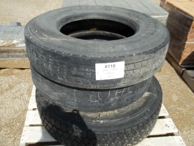 Three used 11R22.5 tires...