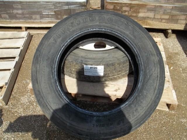 Two slightly used 25570R22.5 tires...