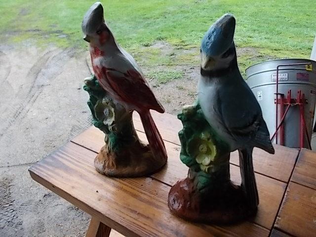 lot 55 image: 2-Cement Bird Lawn Ornaments...