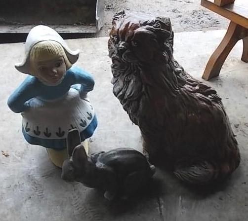 lot 58 image: 3-Cement Lawn Ornaments (Dutch Girl...
