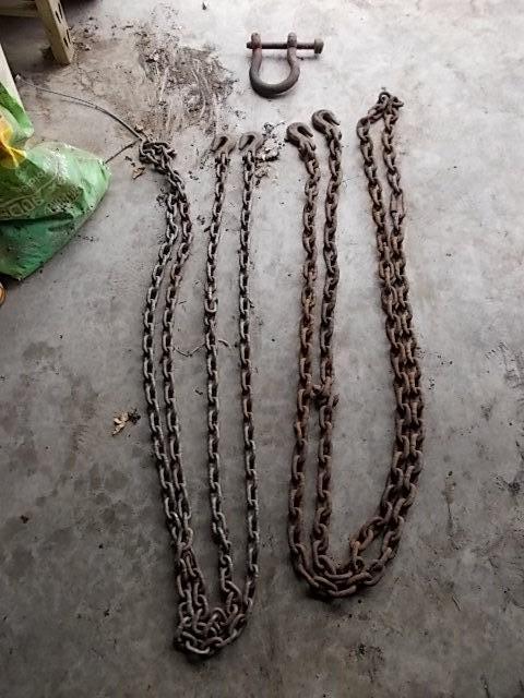 lot 64 image: 2- 16 ft Chains, 1- Clevice...