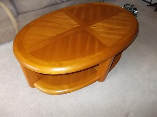 lot 74 image: 2-Tier Oak Oval Coffee Table 4 ft x...