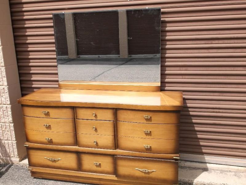 Vintage 9 drawer dresser with bevel...